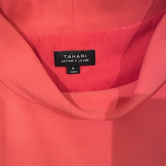 Tahari ASL Coral and Black Color Block Shift Dress - Picture 5 of 5